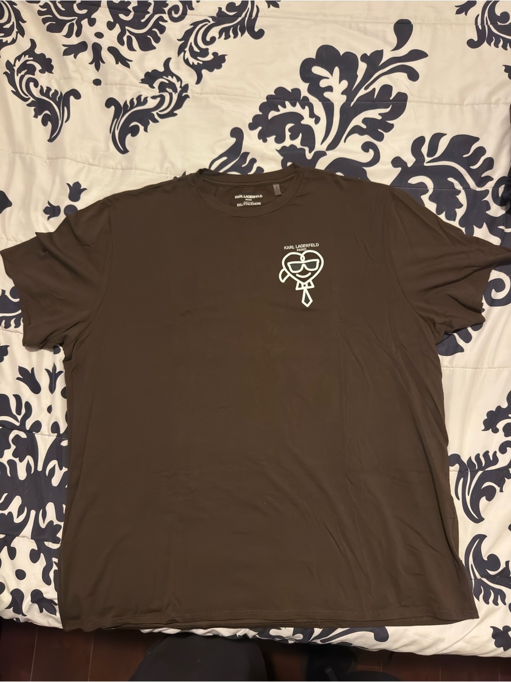 Karl Lagerfeld Brown Tee with White Icon Graphic